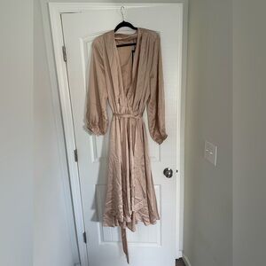 Plus, size satin wrapped maxi wrap dress